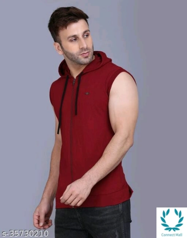 Men's Casual Hooded Tshirt - S, Maroon, Cotton, Pack of:1